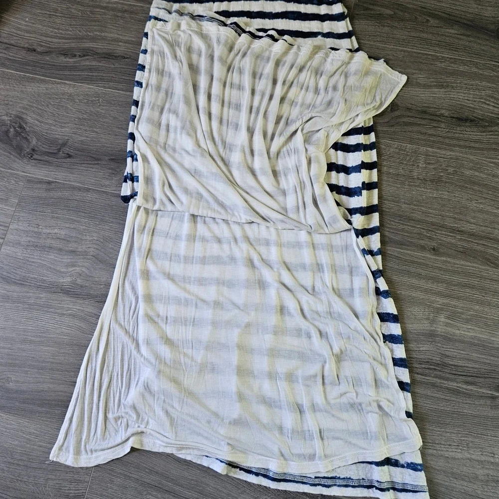 Lauren Ralph Lauren Navy White Striped Linen Maxi Dress Womens Medium Sundress - Picture 5 of 10